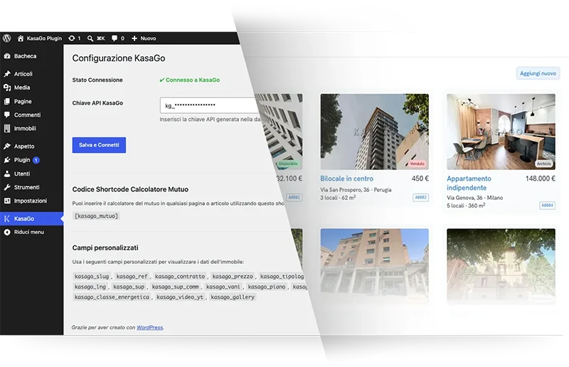 Plugin Wordpress KasaGo - Sincronizza immobili con sito web